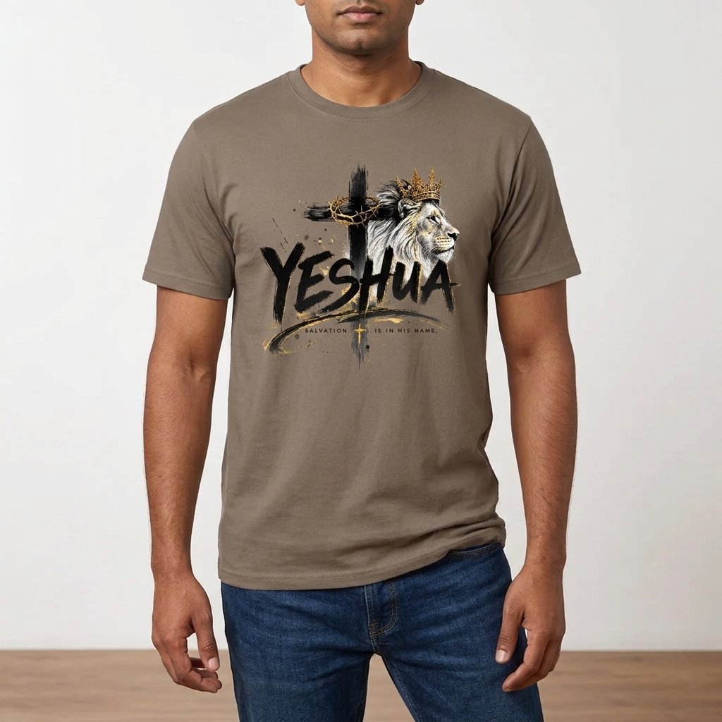 Unisex T-Shirt Jesus Kreuz Löwe Gott_0011A - Herz Jesu