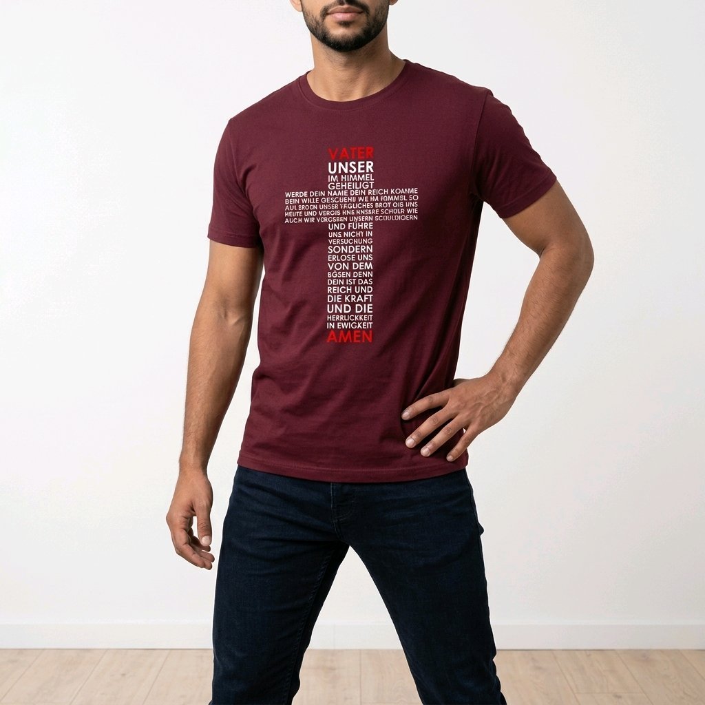 Unisex T-Shirt Jesus Kreuz Vater unser Gebet Gott_0002A - Herz Jesu
