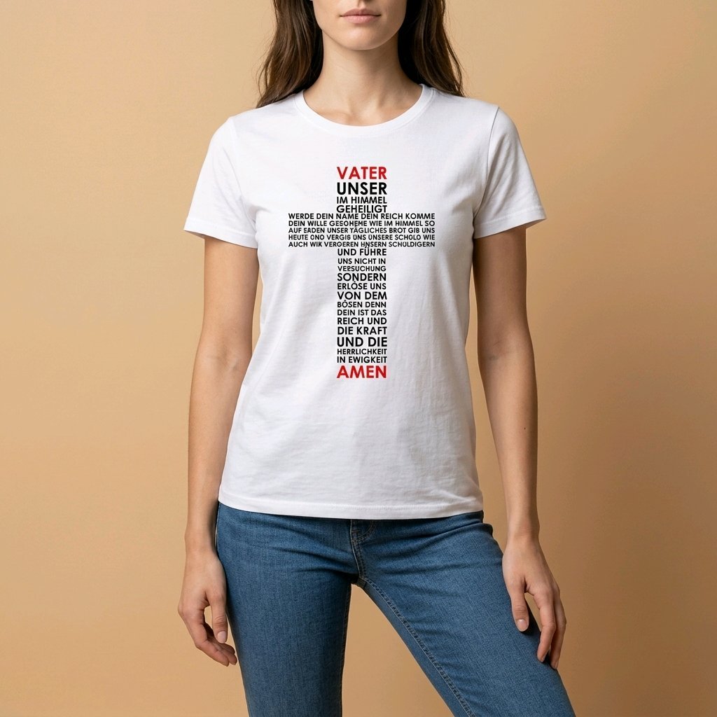 Unisex T-Shirt Jesus Kreuz Vater unser Gebet Gott_0002A - Herz Jesu