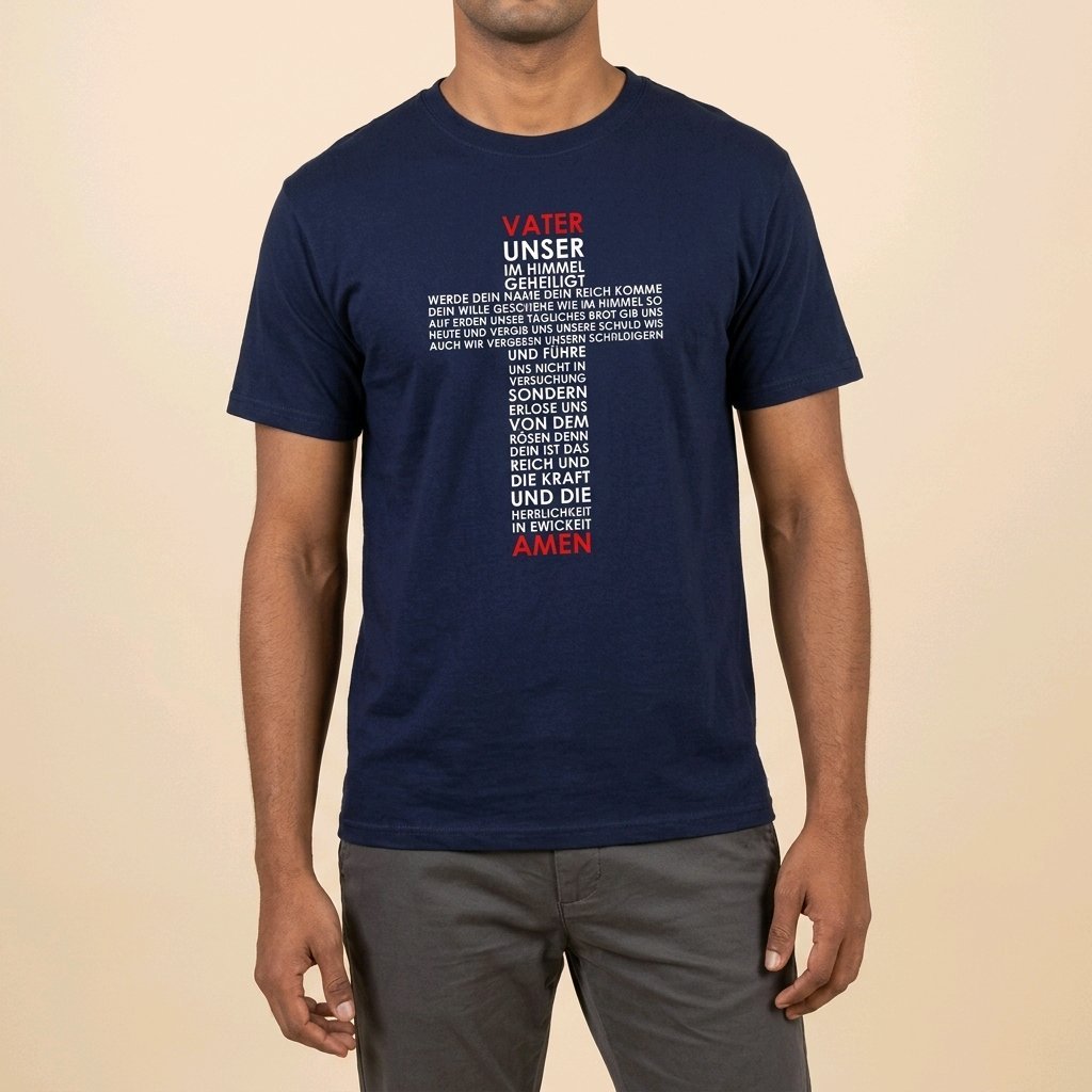 Unisex T-Shirt Jesus Kreuz Vater unser Gebet Gott_0002A - Herz Jesu