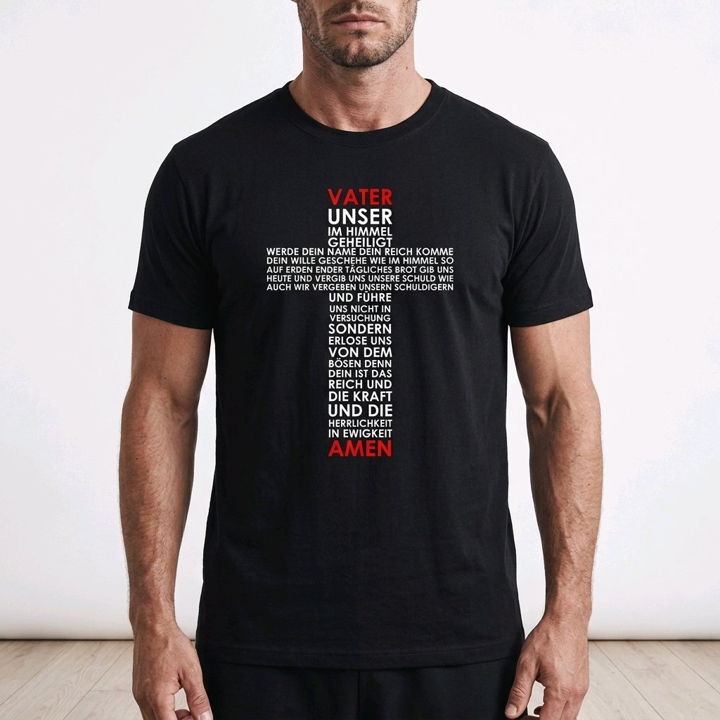 Unisex T-Shirt Jesus Kreuz Vater unser Gebet Gott_0002A - Herz Jesu