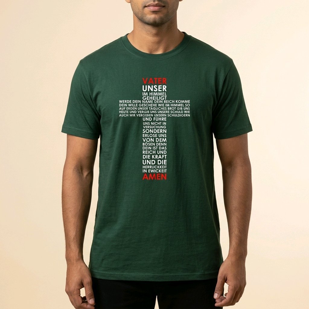 Unisex T-Shirt Jesus Kreuz Vater unser Gebet Gott_0002A - Herz Jesu