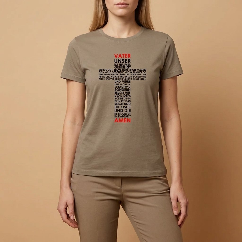 Unisex T-Shirt Jesus Kreuz Vater unser Gebet Gott_0002A - Herz Jesu